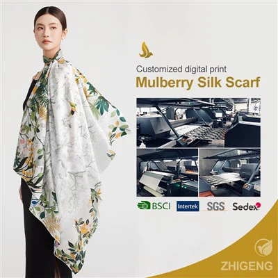 Skaitmeninės spaudos individualaus meno dizaino šilko skara moterims